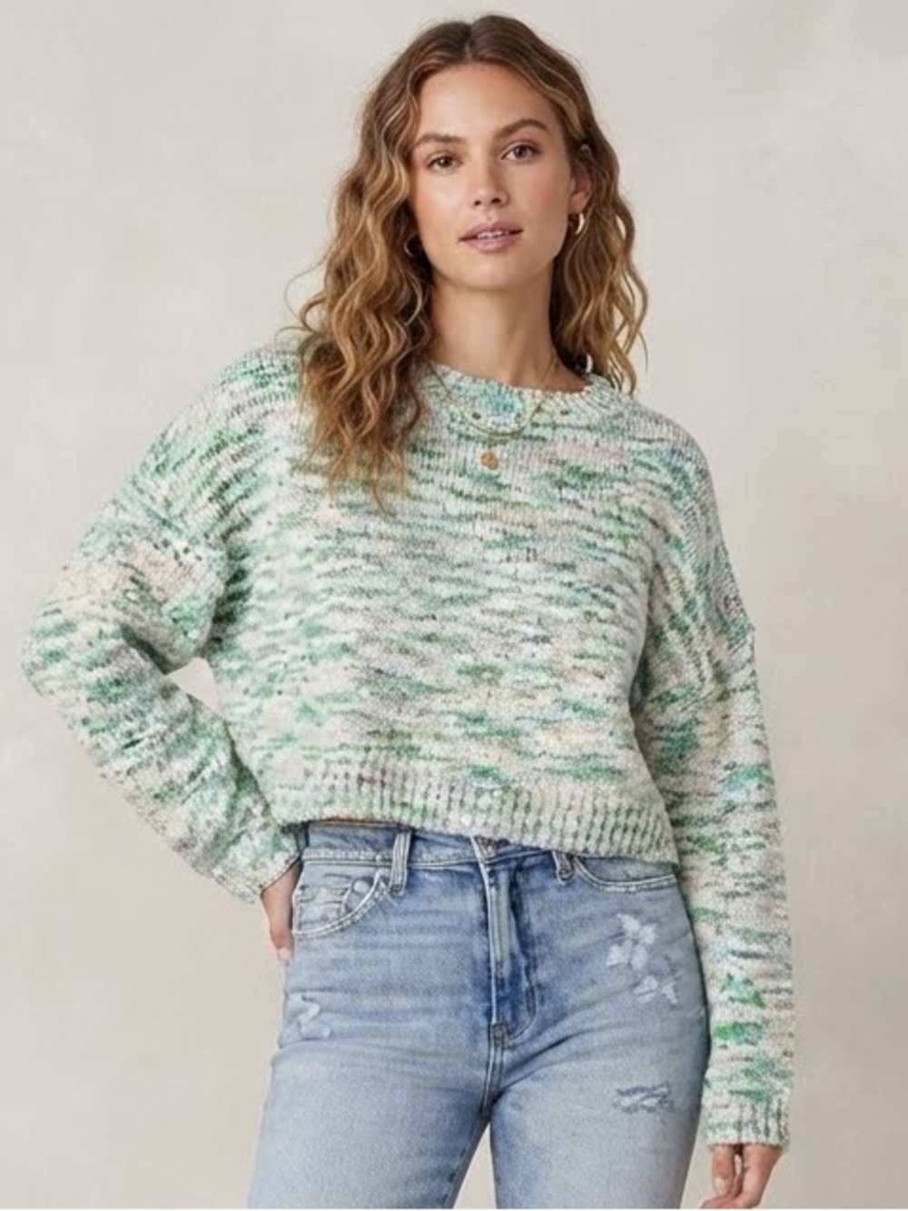 Arizona  Crew Neck Long Sleeve Ombre Rib Knit